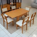 Ver imagem 7 de Mesa de Jantar Tampo Extensível C/ 6 Cadeiras Dream 100% Mdf Cor:freijó com Bege Rústico