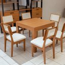 Ver imagem 6 de Mesa de Jantar Tampo Extensível C/ 6 Cadeiras Dream 100% Mdf Cor:freijó com Bege Rústico