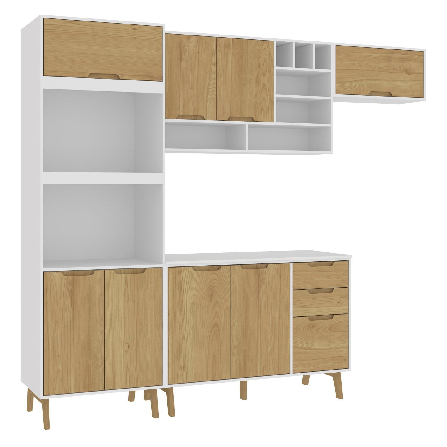Cozinha Modulada Completa com Tampo 5 Peças 8 Portas 3 Gavetas - 2
