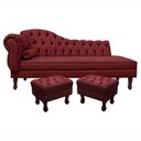 Ver imagem 1 de Divã Recamier Namoradeira Larissa 160cm com Capitonê - Direita + 02 Puffs Retrô Suede