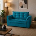 Ver imagem 1 de Sofá Alice 2 Lugares Compacto Suede Premium Turquesa Império Decor 140cm