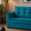 Ver imagem 5 de Sofá Alice 2 Lugares Compacto Suede Premium Turquesa Império Decor 140cm