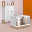 Ver imagem 1 de Conjunto Berço Mini Cama Slim e Guarda Roupa C/nicho Branco