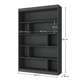 Kit 2 Peças com Escrivaninha em L Retrô 136x120cm e Estante 120cm para Livros 4 Prateleiras - 5