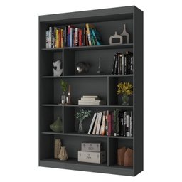Kit 2 Peças com Escrivaninha em L Retrô 136x120cm e Estante 120cm para Livros 4 Prateleiras - 4