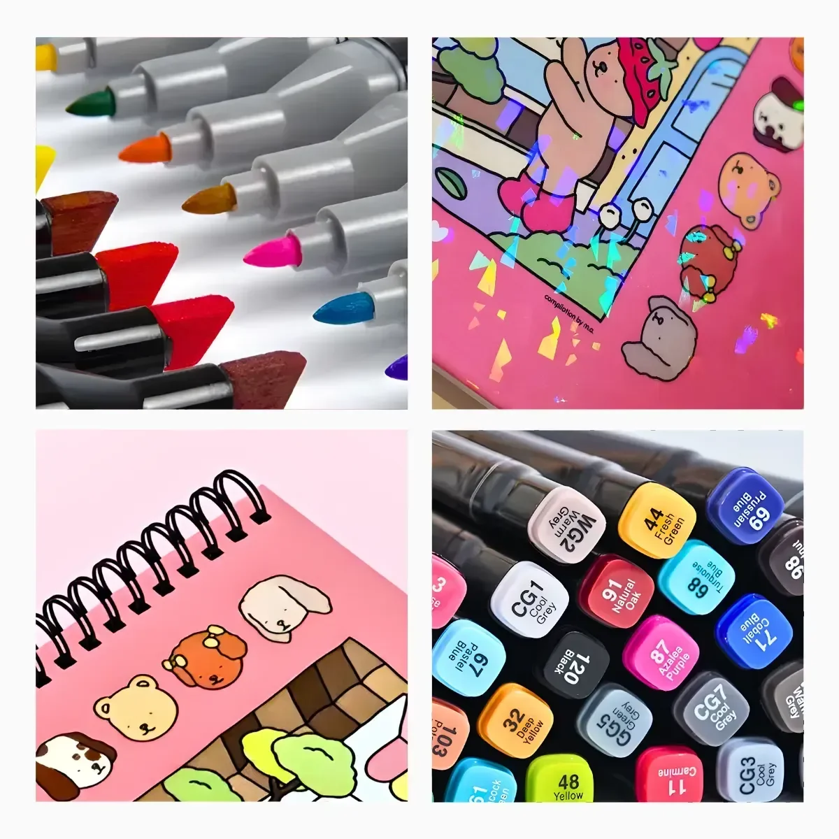 Kit Livro de Colorir Capa Dura + 24 Canetinhas Coloridas Rosa - 10