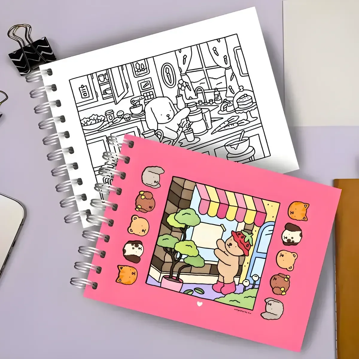 Kit Livro de Colorir Capa Dura + 24 Canetinhas Coloridas Rosa - 2