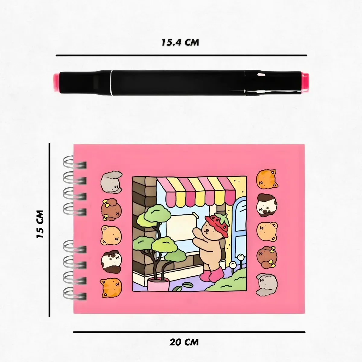 Kit Livro de Colorir Capa Dura + 24 Canetinhas Coloridas Rosa - 11