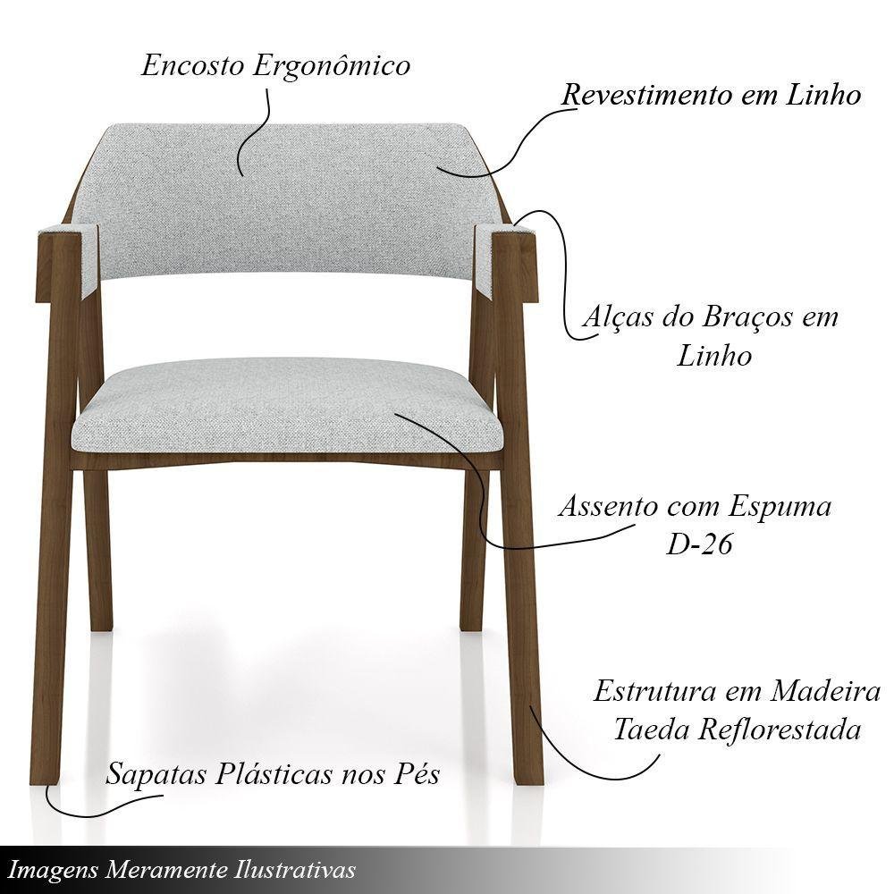 Kit 4 Cadeiras Sala de Jantar e Jogos Carteados Madeira Maciça Poker Linho Cinza-nogueira G42 - - 3