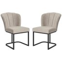 Ver imagem 1 de Kit 2 Cadeiras Poltrona Flor Pés Metal Preto Mesa Quarto Cozinha Cor:bege