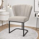 Ver imagem 2 de Kit 2 Cadeiras Poltrona Flor Pés Metal Preto Mesa Quarto Cozinha Cor:bege