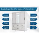 Ver imagem 3 de Guarda Roupa Casal 3 Portas de Correr e 9 Gavetas c/ Espelho e Pés Click 3.9 Jatoba/Grafitte -