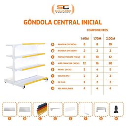 Gôndola Prateleira Supermercado 5 Níveis 40x30 New Plus 1,70m Central Inicial Vermelho - Sa Gô - 2