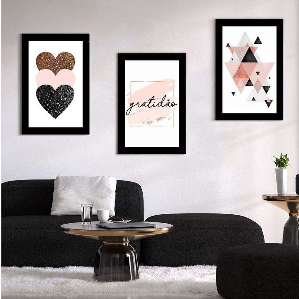 Kit com 3 Quadros em Lona Frases Paz Tamanho:60x90cm - 1
