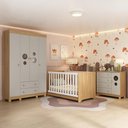 Ver imagem 1 de Quarto de Bebê Completo com Berço Americano 3 em 1 Bombom Multimóveis Mp4614 Madeirado/off White