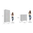 Ver imagem 3 de Quarto Infantil Completo Guarda Roupa 3 Portas 2 Gavetas com Cômoda Selene Branco