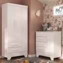 Ver imagem 1 de Quarto Infantil Completo Guarda Roupa 3 Portas 2 Gavetas com Cômoda Selene Branco
