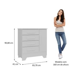 Quarto Infantil Completo Guarda Roupa 4 Portas 2 Gavetas com Cômoda Liz - 6