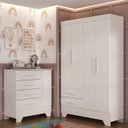 Ver imagem 1 de Quarto Infantil Completo Guarda Roupa 4 Portas 2 Gavetas com Cômoda Liz Branco