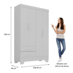 Quarto Infantil Completo Guarda Roupa 4 Portas 2 Gavetas com Cômoda Liz - 7