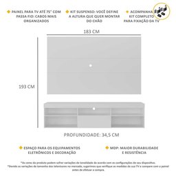 Rack Suspenso com Painel e Suporte TV 75" Web Multimóveis MP1050 Branco - 3