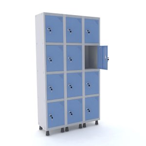ROUPEIRO DE AÇO 3M 12 PORTAS FECHADURA PANDIN - CINZA/AZUL DALÍ GRF 503/12 DI