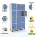 Ver imagem 3 de ROUPEIRO DE AÇO 3M 12 PORTAS FECHADURA PANDIN - CINZA/AZUL DALÍ GRF 503/12 DI