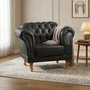 Ver imagem 1 de Poltrona Decorativa Chesterfield Clássica Couro Sintético Duque Yescasa Preto
