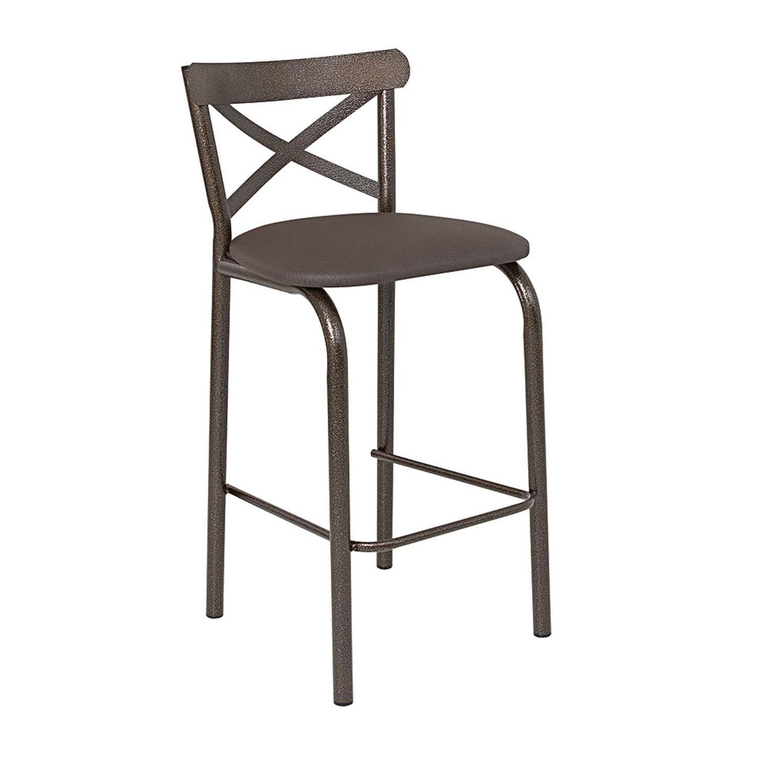Conjunto Bistro Paris Tampo Vidro 0,65m Redondo com 2 Banquetas Tubo - 6