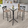 Conjunto Mesa Bistrô Tampo Redondo de Vidro 0,65m com 2 Banquetas Tubo - 2