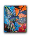 Ver imagem 4 de Quadro Figurativo Decorativo em Acrílico Pintado a Mão de Beija-Flor Estilizado Colorido