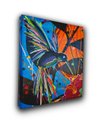 Ver imagem 5 de Quadro Figurativo Decorativo em Acrílico Pintado a Mão de Beija-Flor Estilizado Colorido