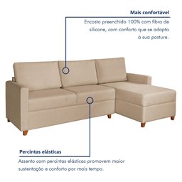 Sofá 3 Lugares com Chaise Moov Yescasa - 3