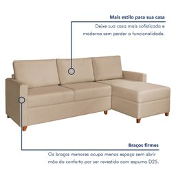 Sofá 3 Lugares com Chaise Moov Yescasa - 5