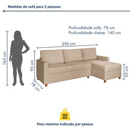 Sofá 3 Lugares com Chaise Moov Yescasa - 7