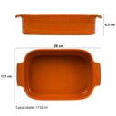 Ver imagem 2 de Travessa Retangular 28x17cm Laranja Germer Porcelana Forma Assar e Servir Refratária