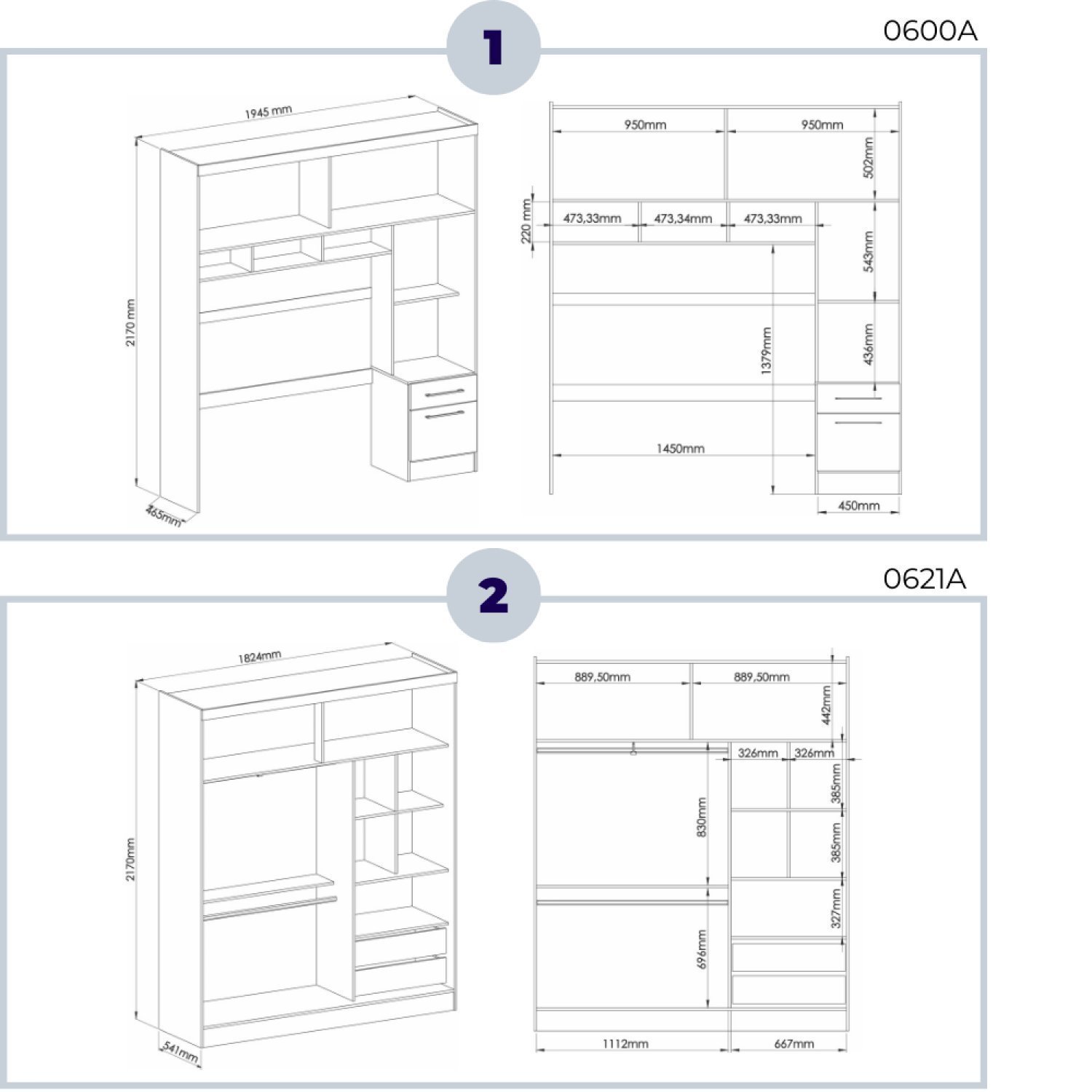 Guarda Roupa Casal Modulado 2 Peças com Espelho Classic - 13