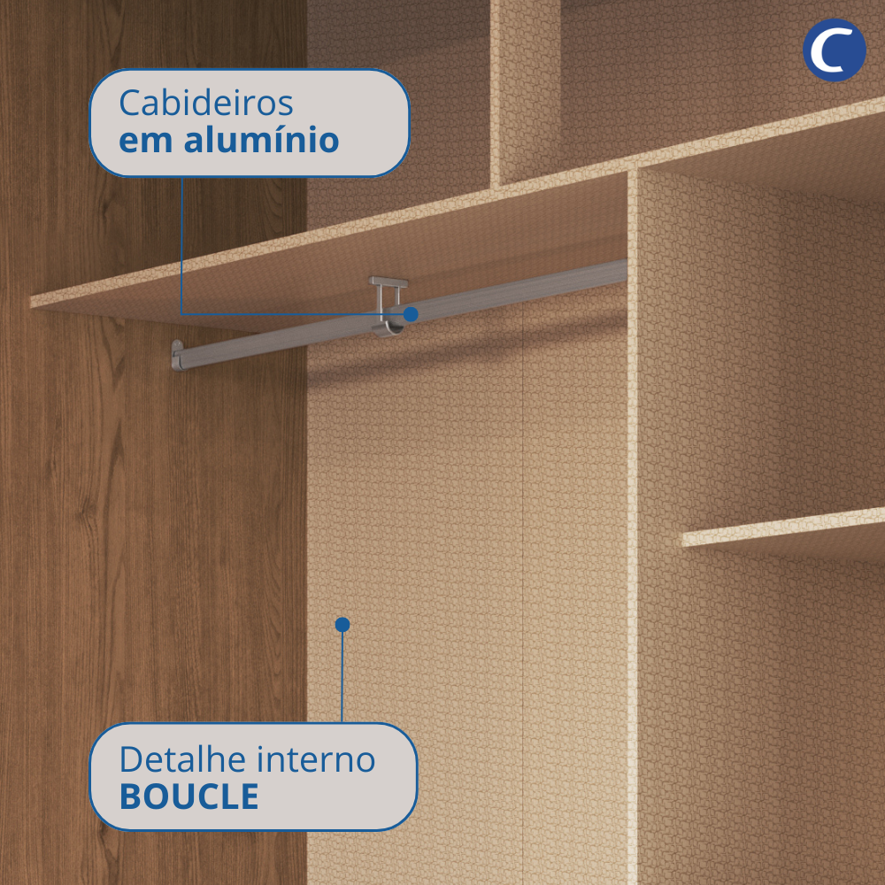 Guarda Roupa Casal Modulado 2 Peças com Espelho Classic - 16