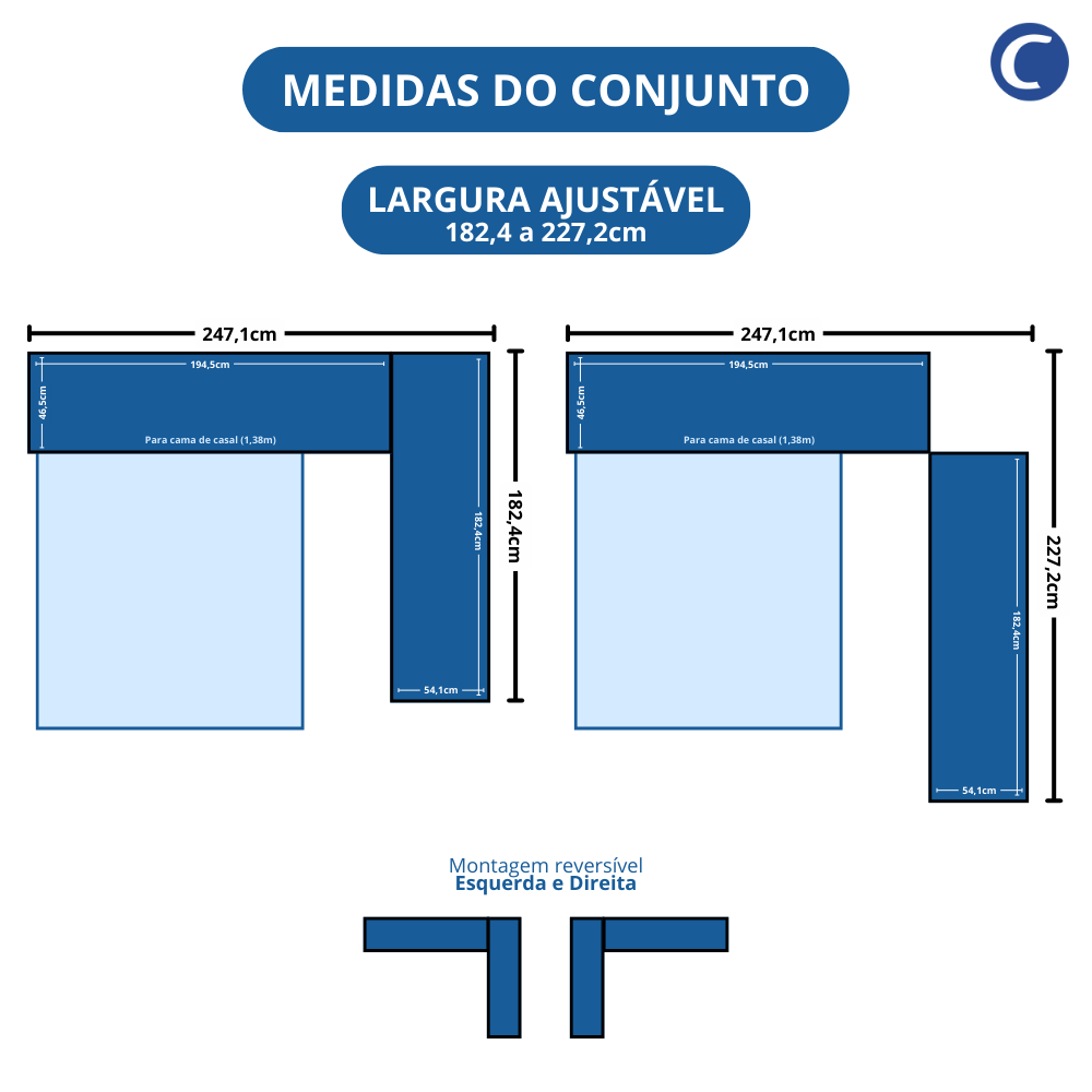 Guarda Roupa Casal Modulado 2 Peças com Espelho Classic - 18