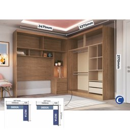 Guarda Roupa Casal Modulado 2 Peças com Espelho Classic - 14 Guarda Roupa Casal Modulado 2 Peças com Espelho Classic - 14