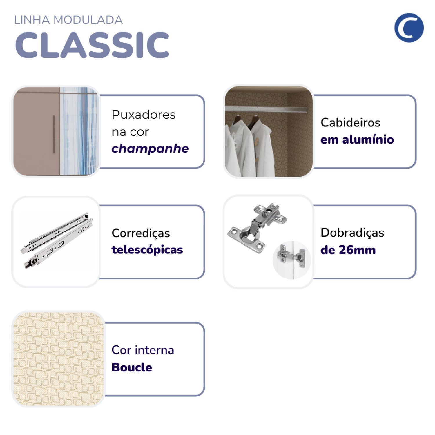 Guarda Roupa Casal Modulado 2 Peças com Espelho Classic - 6