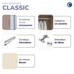 Guarda Roupa Casal Modulado 2 Peças com Espelho Classic - 6 Guarda Roupa Casal Modulado 2 Peças com Espelho Classic - 6