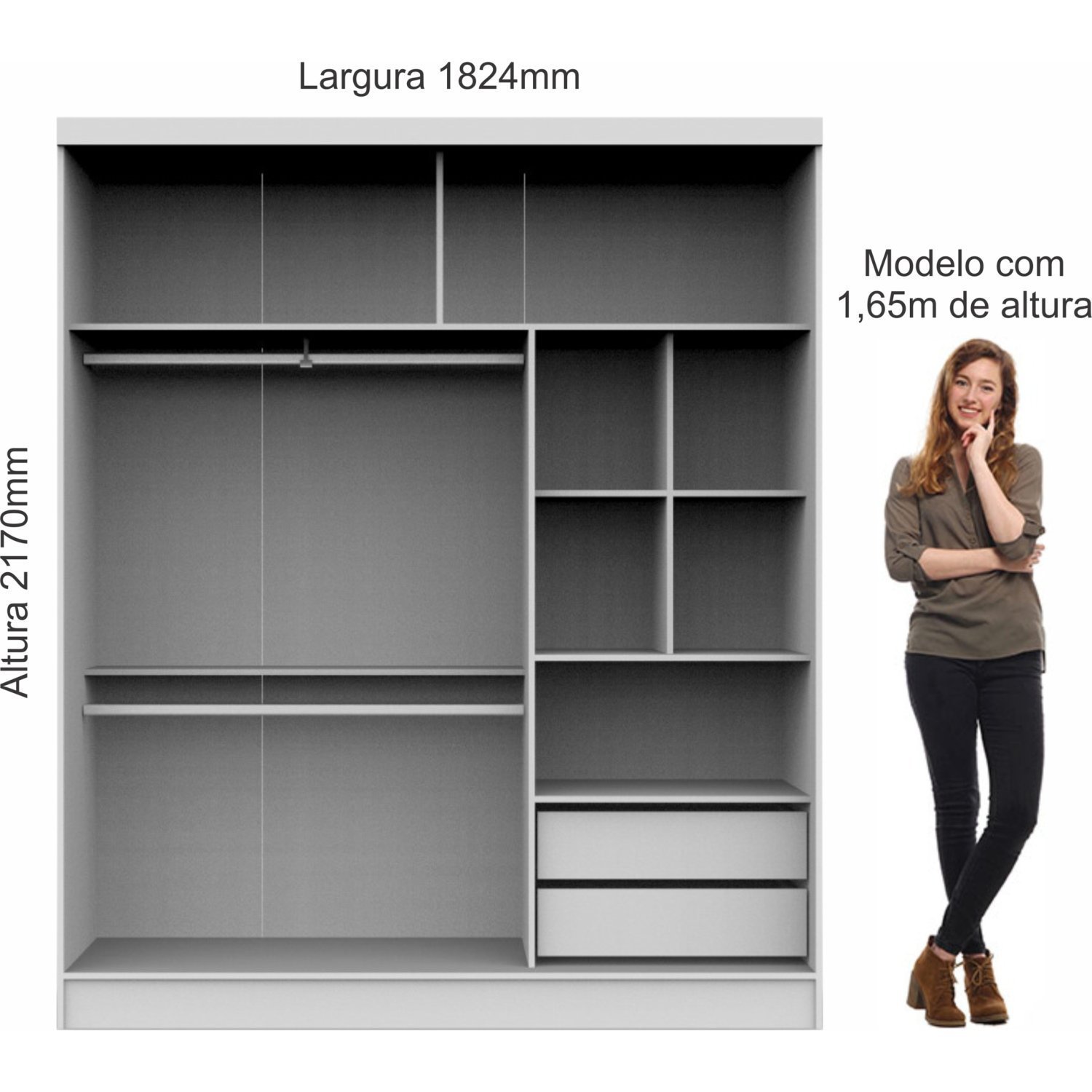 Guarda Roupa Casal Modulado 2 Peças com Espelho Classic - 9