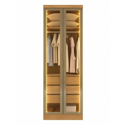 Guarda-Roupa Modulado Reflecta 2 Portas com LED 3 Gavetas 100% MDF Cairo