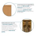 Ver imagem 7 de Guarda-Roupa Casal Modulado Reflecta 2 Portas com LED 3 Gavetas 100% MDF Cairo Marrom/Cinamomo