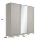 Ver imagem 4 de Guarda Roupa Bend em Mdf 260x240cm 3 Portas com Espelho Grigio C830
