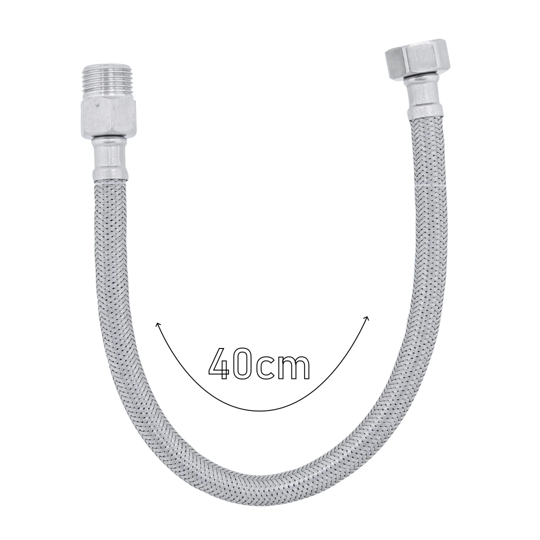 Kit 2 Engates Mangueira Flexível Trançado Aço Inox 40cm Par Del Metais - 3
