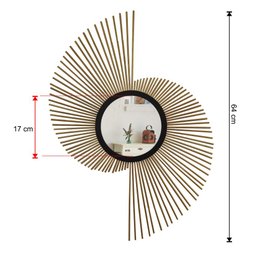 Espelho decorativo de parede redondo com moldura palitada Pulsar Dourado - 4