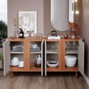 Ver imagem 6 de Buffet para Sala de Jantar 4 Portas Mdf 3 Prateleiras Eva Cimol Off White/cinamomo