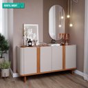 Ver imagem 2 de Buffet para Sala de Jantar 4 Portas Mdf 3 Prateleiras Eva Cimol Off White/cinamomo